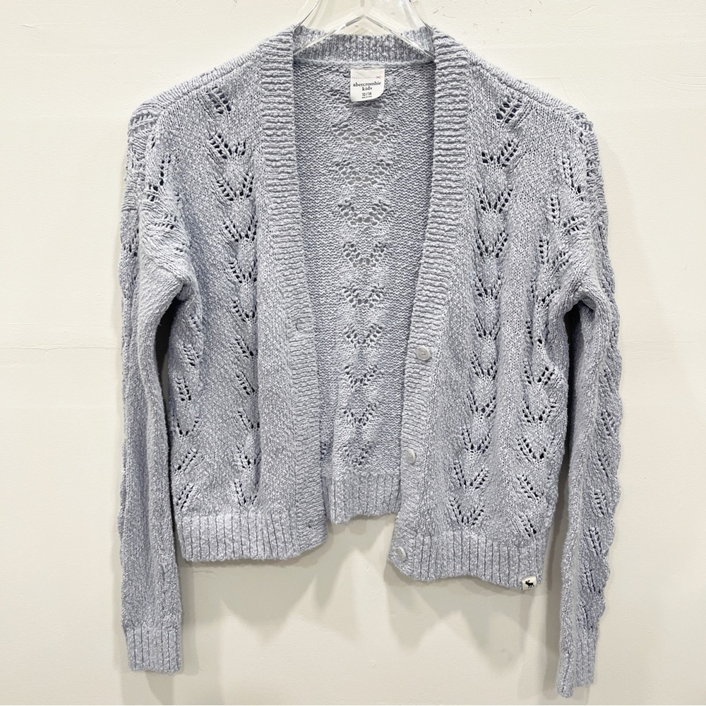 Abercrombie Kids Open Knit Light Blue Sweater Cardigan Size 13/14